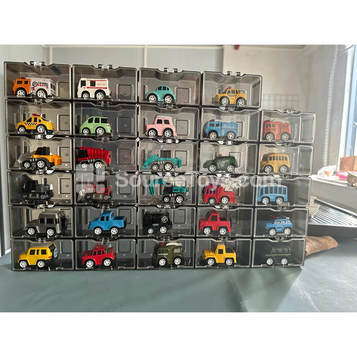 30-Style Die-Cast Car Assortment in Building Block Box 30-Style Die-Cast Car Assortment in Building Block Box