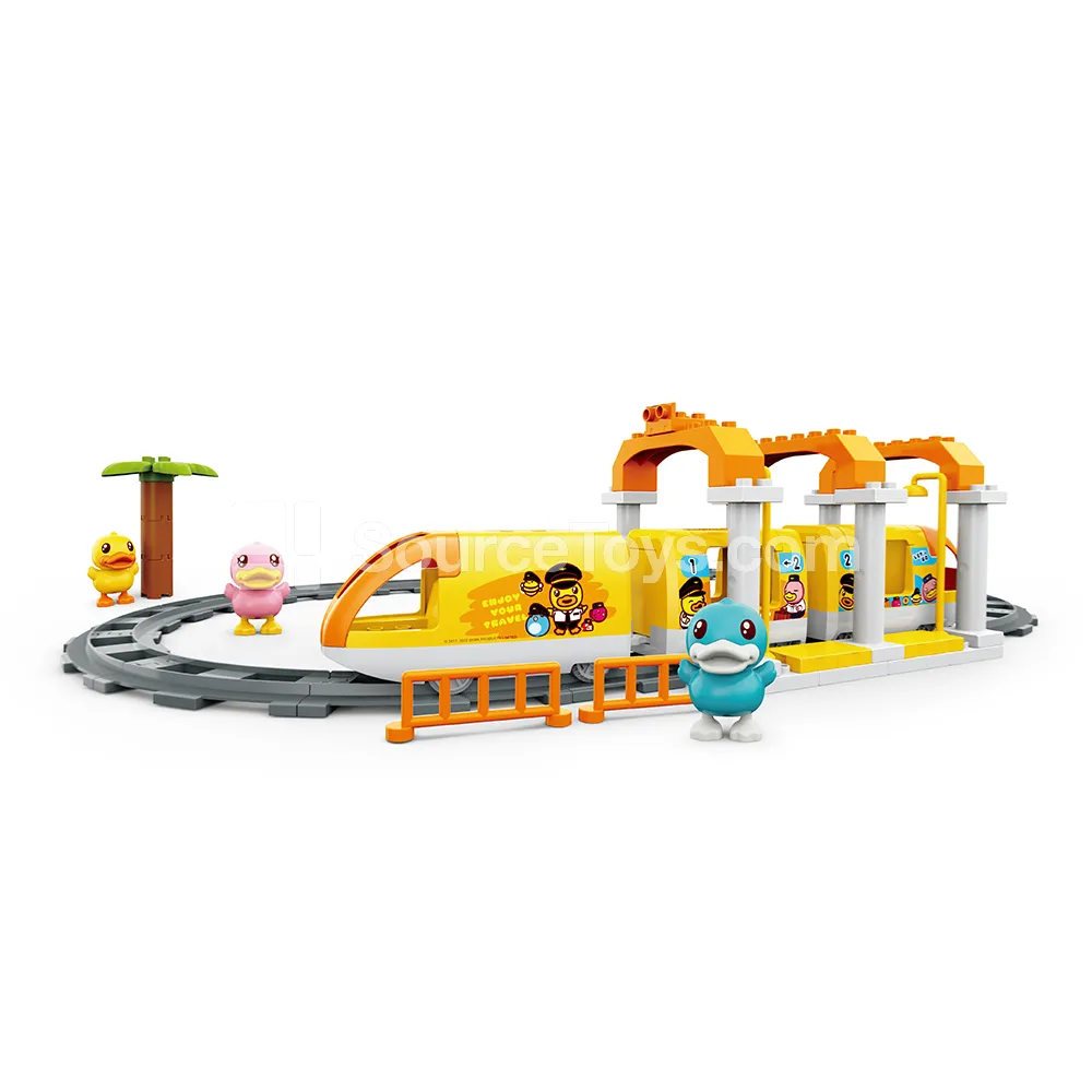 Electric High-Speed Train Track Set with Building Blocks Duck