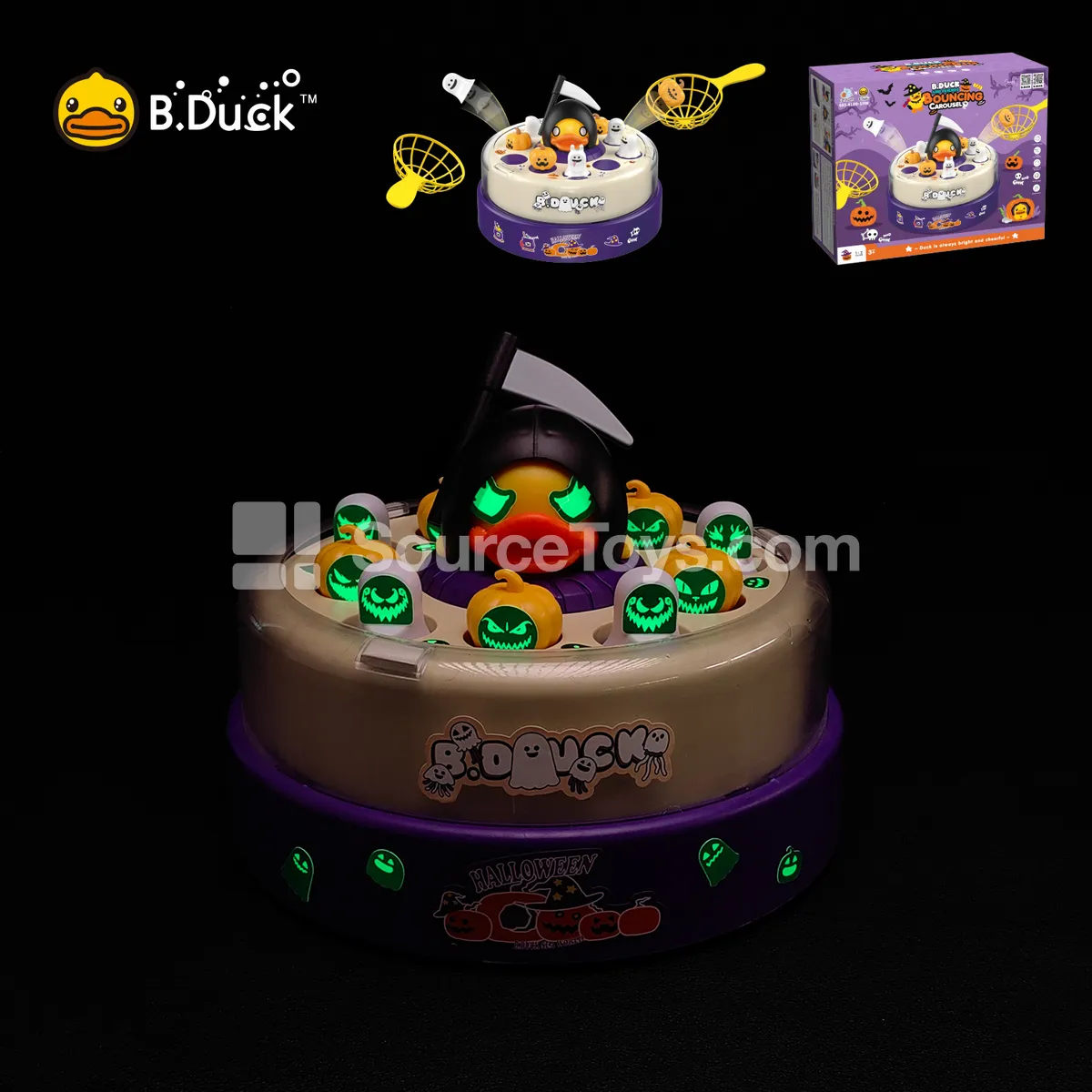 Halloween Fishing Toy Electric Bouncing Catch with Music, Kids' Spinning Turntable, Dual-Player Magnetic Fishing, Glow-in-the-Dark Pumpkin & Skull Halloween Fishing Toy Electric Bouncing Catch with Music, Kids' Spinning Turntable, Dual-Player Magnetic Fishing, Glow-in-the-Dark Pumpkin & Skull