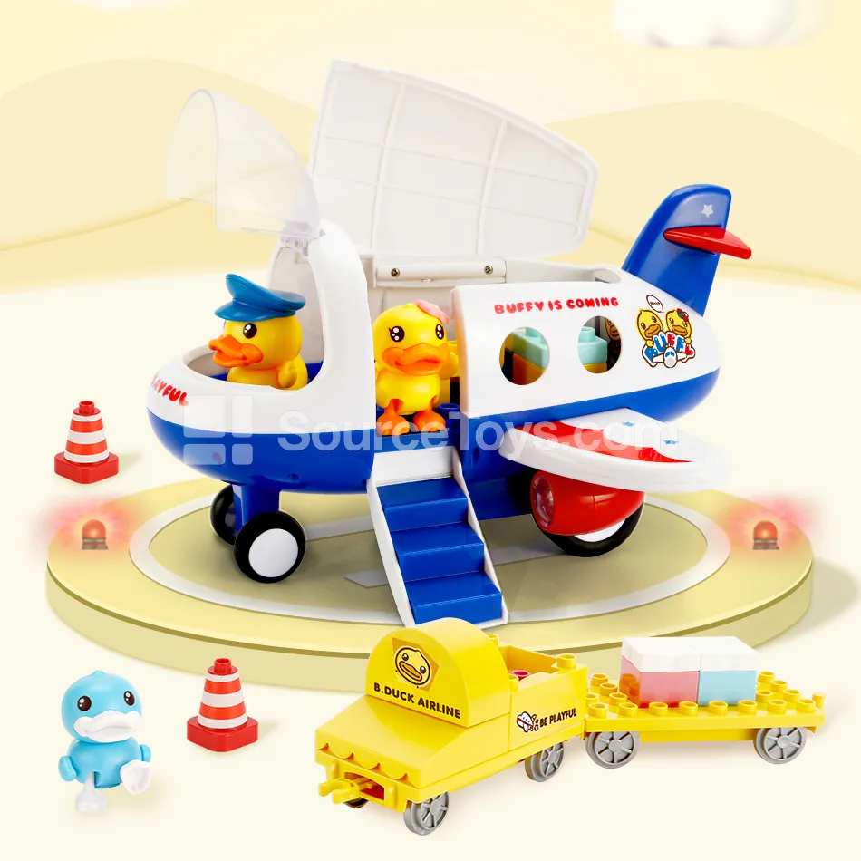Building Blocks Airplane Model Airport Scene Playset