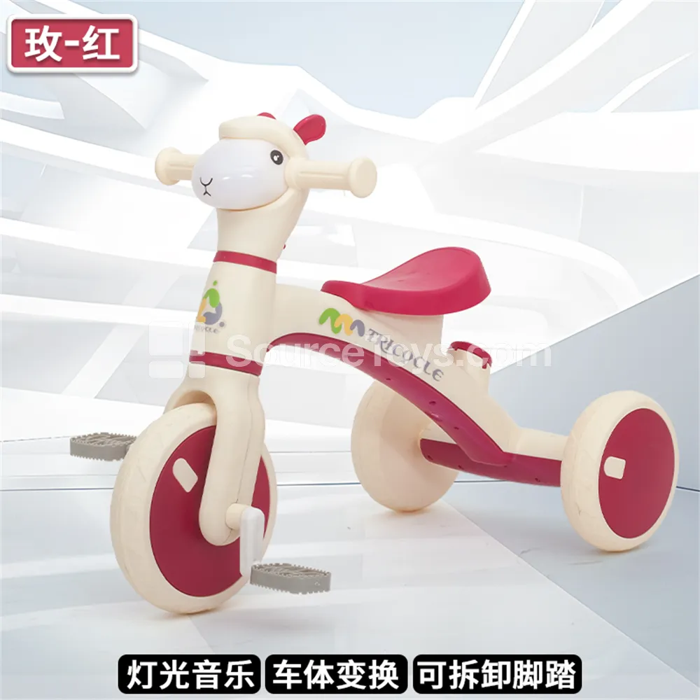 Cartoon Alpaca Multifunction Foot Pedal Tricycle (Orange, Green, Fuchsia)