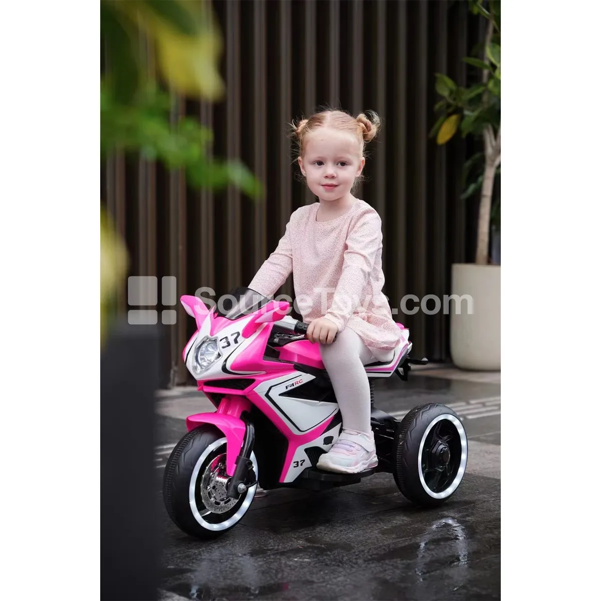 Electric 3-Wheel Ride-On Motorcycle (Vibrant Red, Stone Blue, Pink) Electric 3-Wheel Ride-On Motorcycle (Vibrant Red, Stone Blue, Pink)