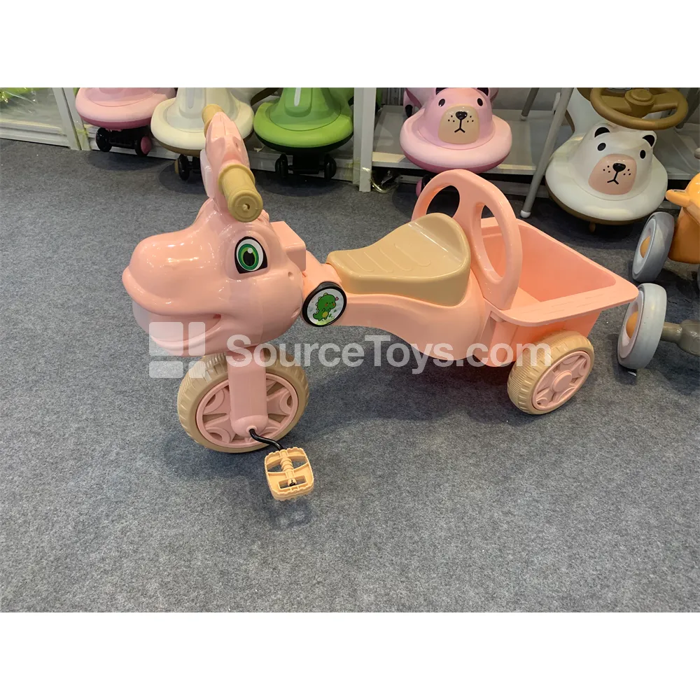 Cartoon Backrest Tricycle with Storage (Pink/Green)