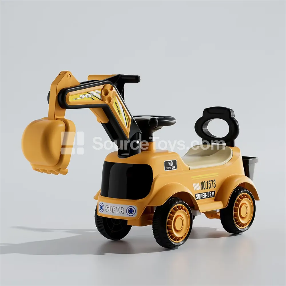 Ride-on Excavator with Music, Lights, and Backrest (Yellow/White/Green/Pink)