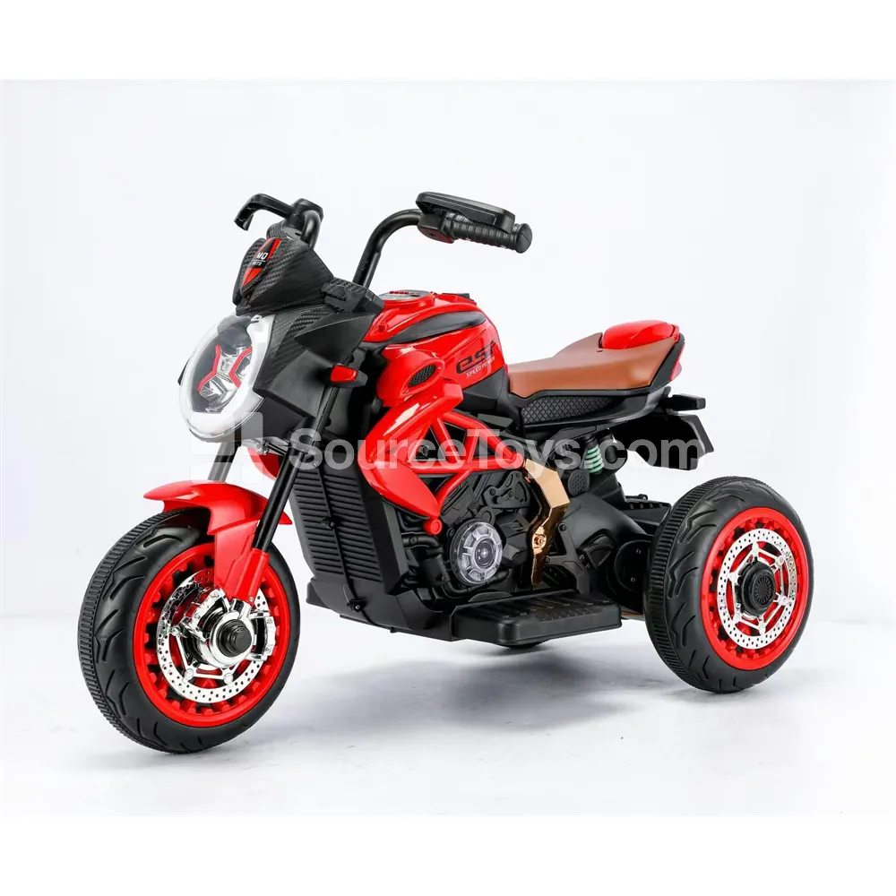 Electric Kids Tricycle Motorcycle (Red, Green, Gray, Two-Tone)