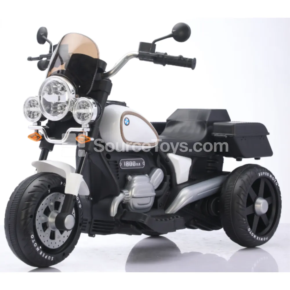Electric Single-Drive Three-Wheel Ride-On Motorcycle (Red, Blue, White, Black)