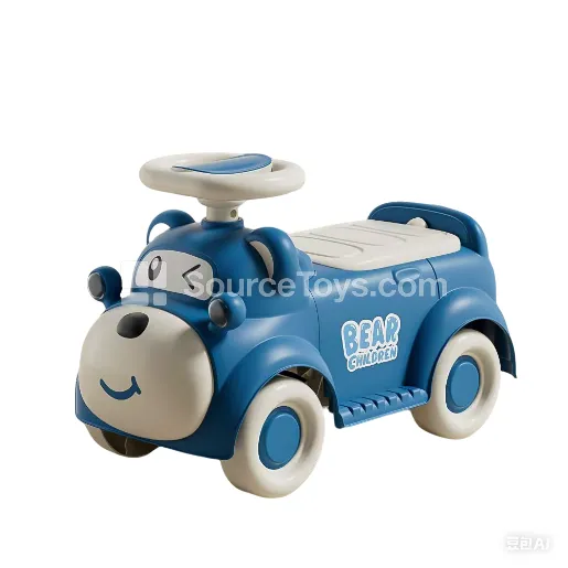 Cartoon Ride-On Scooter with Footrest, Lights & Music (Brown, Blue, Pink)