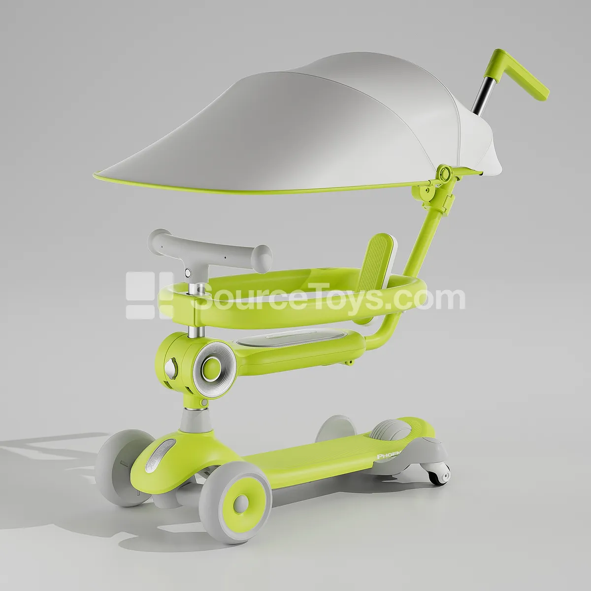 Full-Fence Seat Scooter with Push Handle & Canopy (White, Green, Blue) Full-Fence Seat Scooter with Push Handle & Canopy (White, Green, Blue)