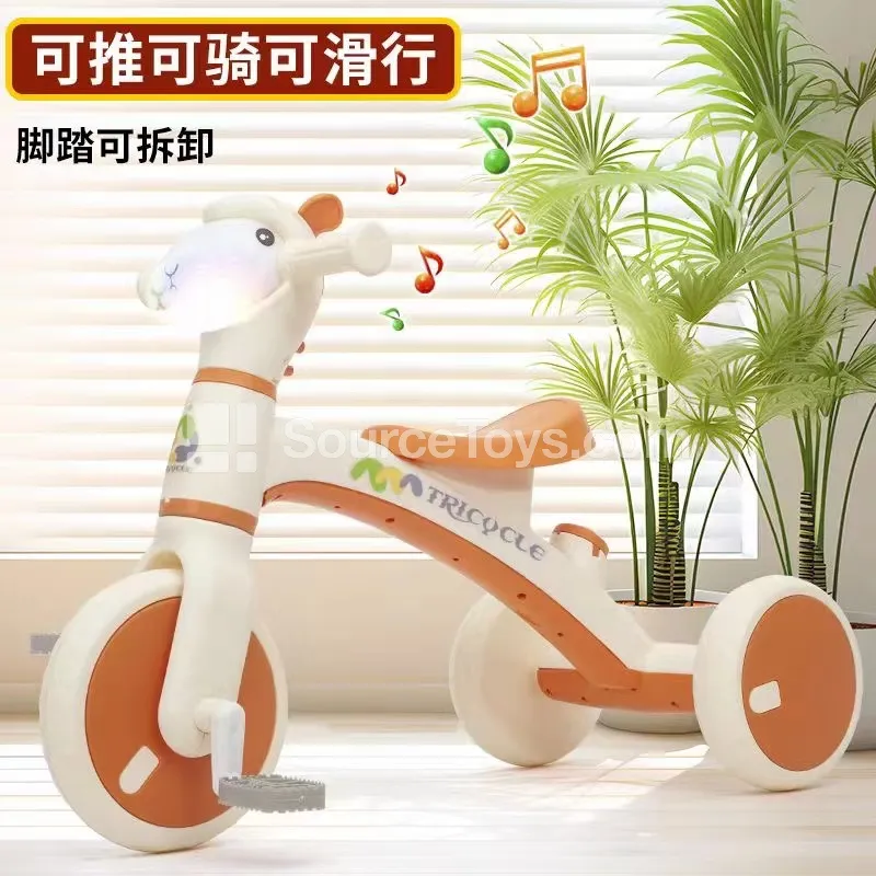 Cartoon Lamb Kids Tricycle (Green, Magenta, Orange)