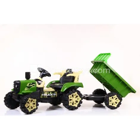 Electric Dual-Drive Tractor with Trailer Engineering Vehicle (Green, Red)