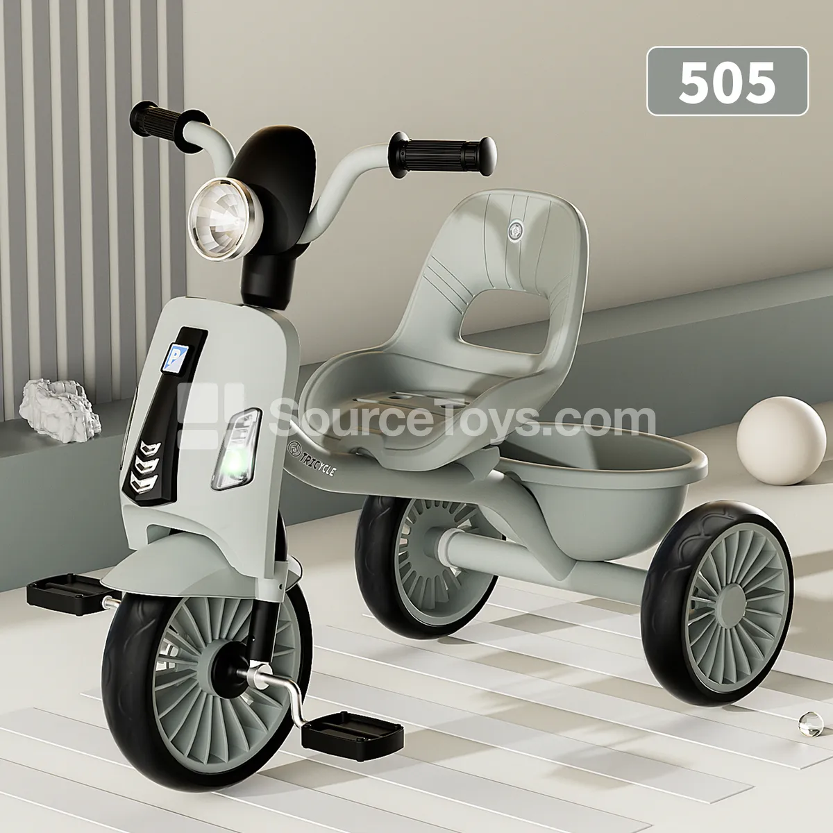 Tricycle with Bucket (Pink, Blue, Gray) Tricycle with Bucket (Pink, Blue, Gray)