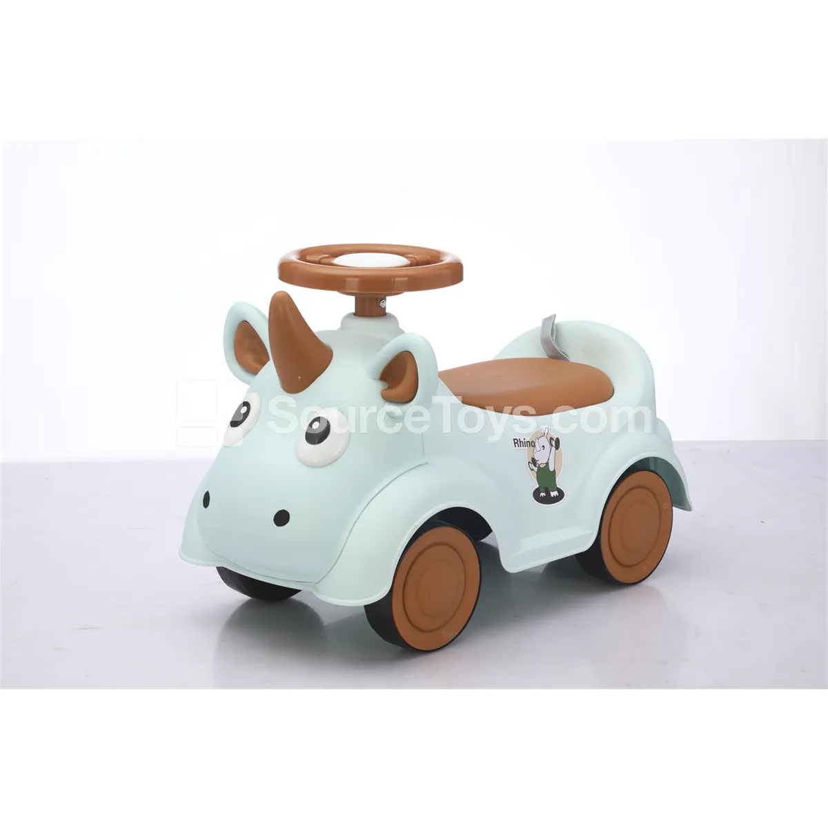 Cartoon Triceratops Kids Ride-On Scooter (Brown, Light Blue, Pink)