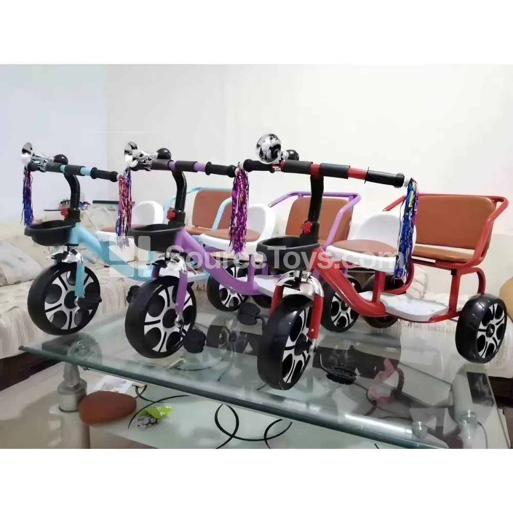 Tricycle with Double Seat (Red, Blue) Tricycle with Double Seat (Red, Blue)