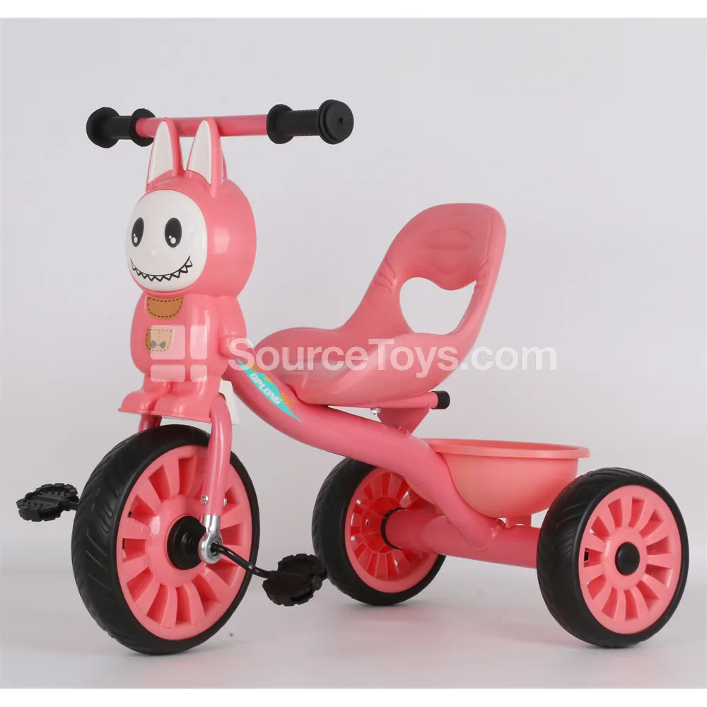 Cartoon Bunny Kids Tricycle with Cart (Green, Yellow, Pink)