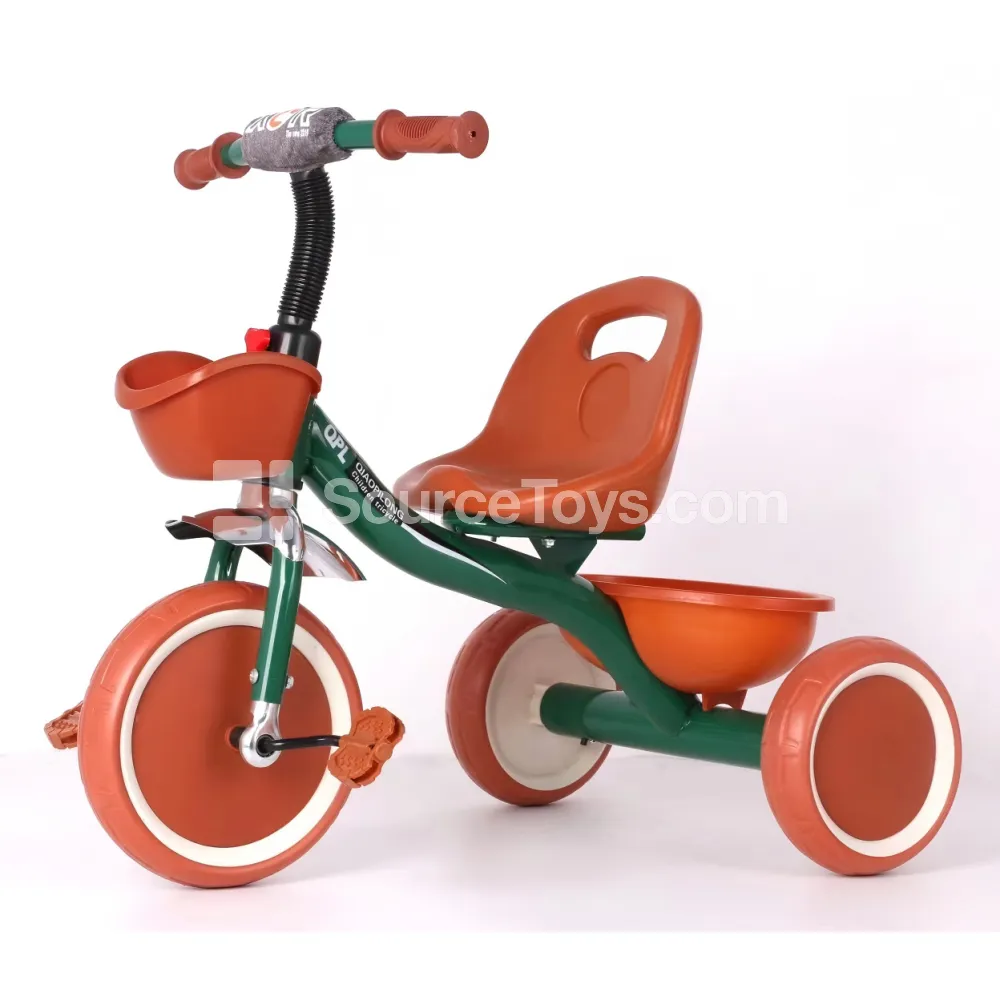 Tricycle with Trailer (Pink, Green, Gray)