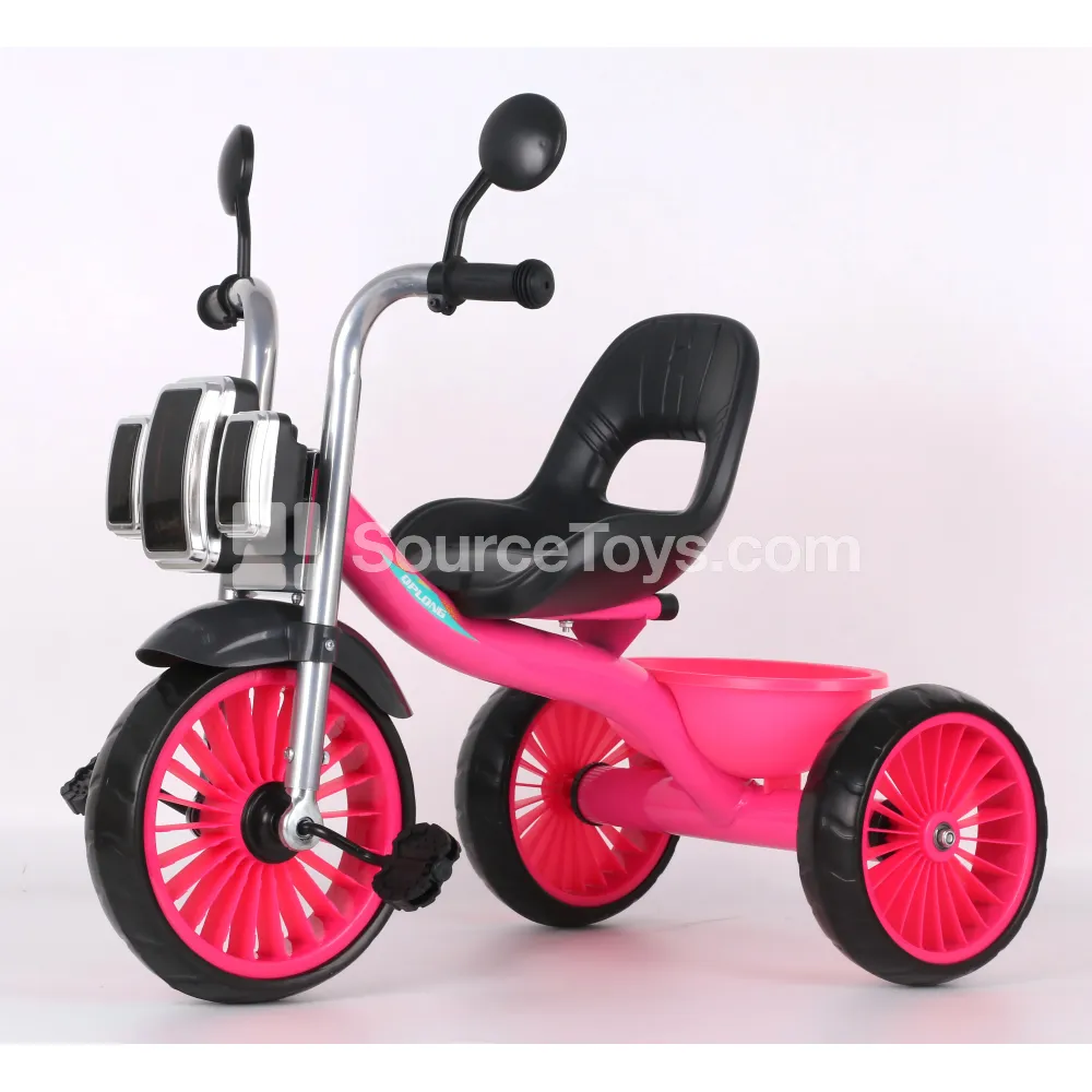 Vintage-Style Kids Tricycle with Trailer (Pink, Blue, Brown, Red) Vintage-Style Kids Tricycle with Trailer (Pink, Blue, Brown, Red)