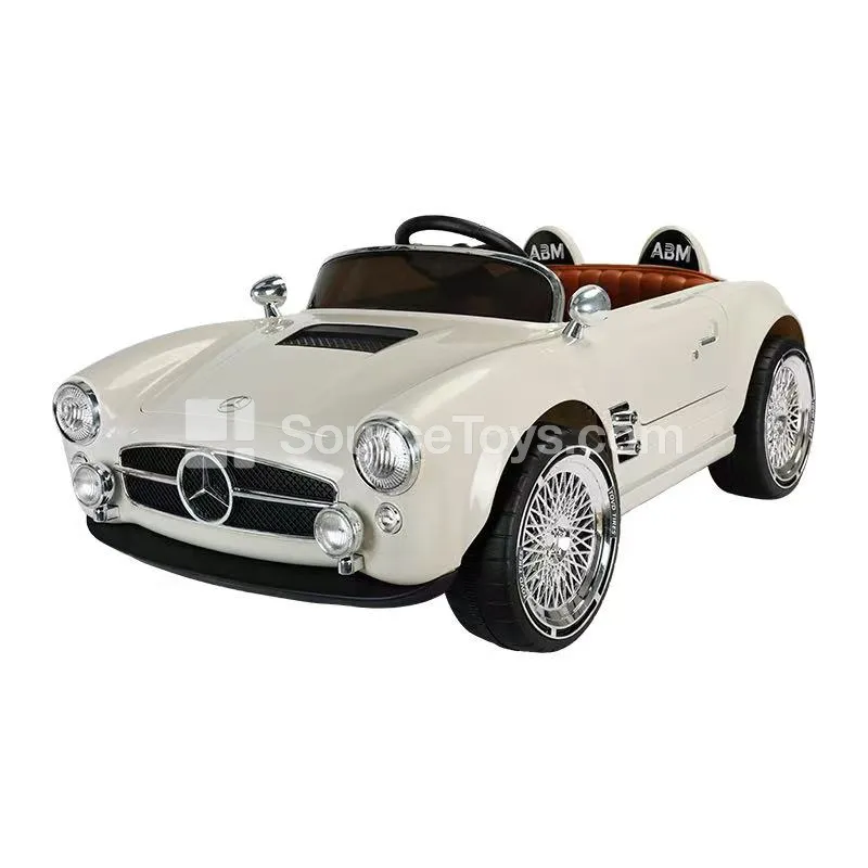 Electric Retro Convertible Ride-On Car (Gray, Blue)