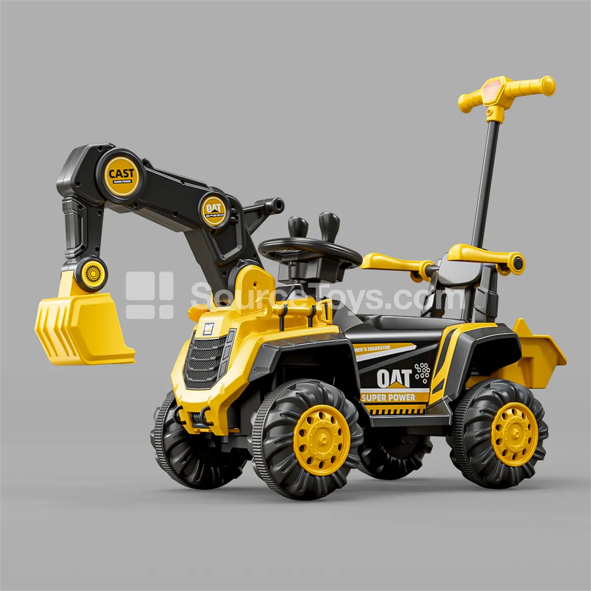 Electric Remote Control Engineering Excavator Ride-On with Rear Frame Handle (Yellow, Red, Blue) Electric Remote Control Engineering Excavator Ride-On with Rear Frame Handle (Yellow, Red, Blue)