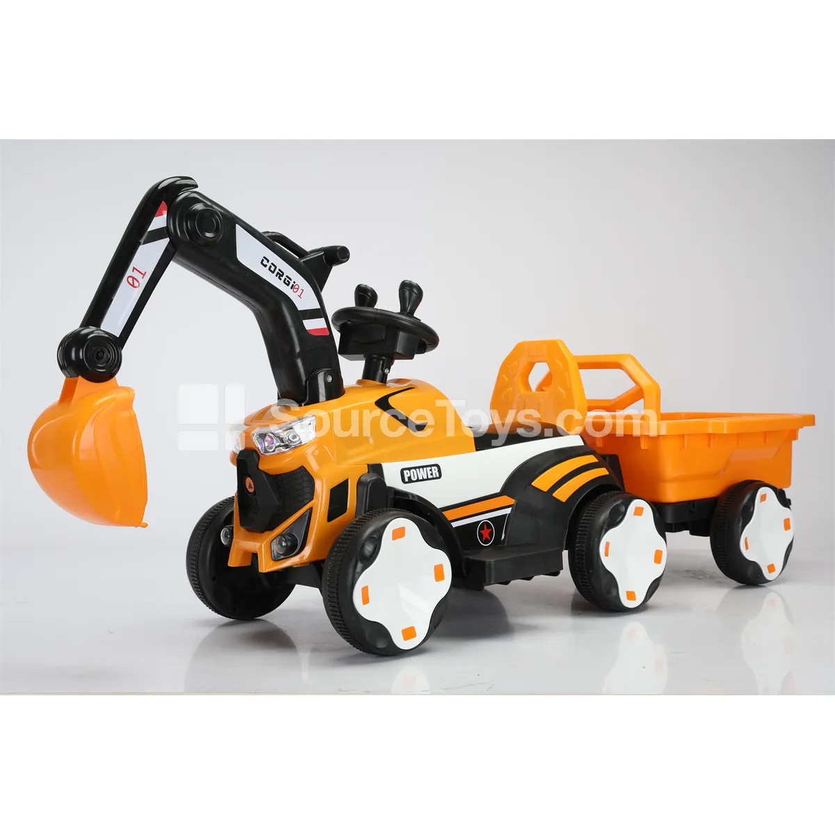 Electric Remote Control 6-Wheel Engineering Excavator Ride-On with Trailer Electric Remote Control 6-Wheel Engineering Excavator Ride-On with Trailer