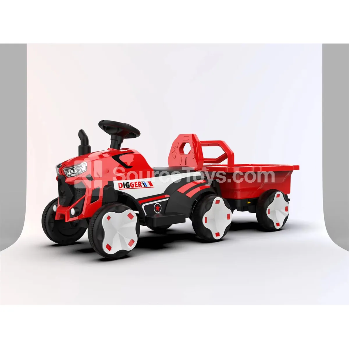Electric Six-Wheel Engineering Tractor Ride-On with Trailer Electric Six-Wheel Engineering Tractor Ride-On with Trailer