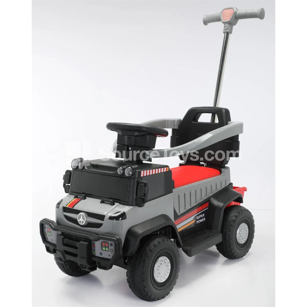 Electric Full-Enclosed Beach Ride-On with Push Handle (Gray, Red, Blue) Electric Full-Enclosed Beach Ride-On with Push Handle (Gray, Red, Blue)