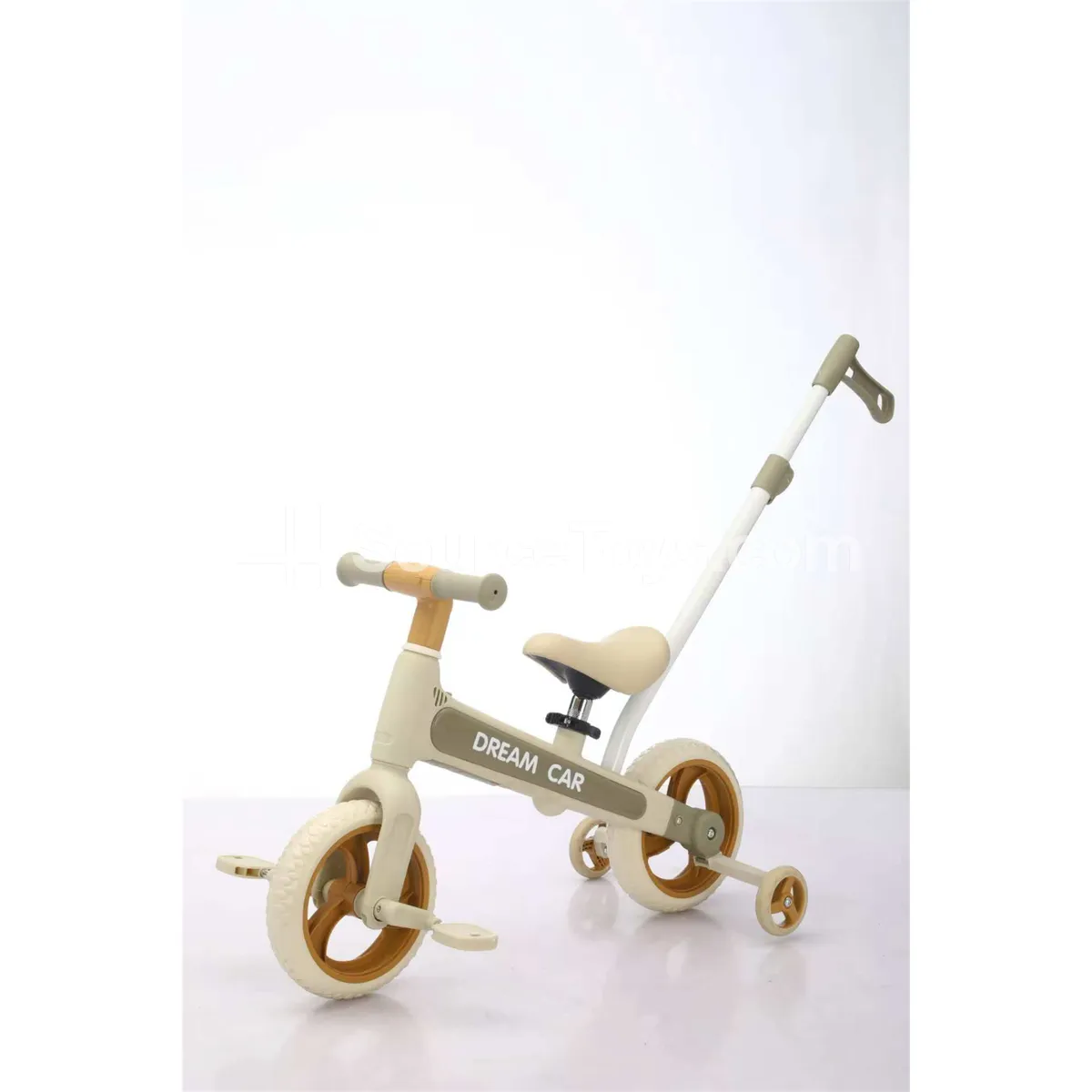 Ride-on Balance Bike with Push Handle (Pink, Blue, Beige)