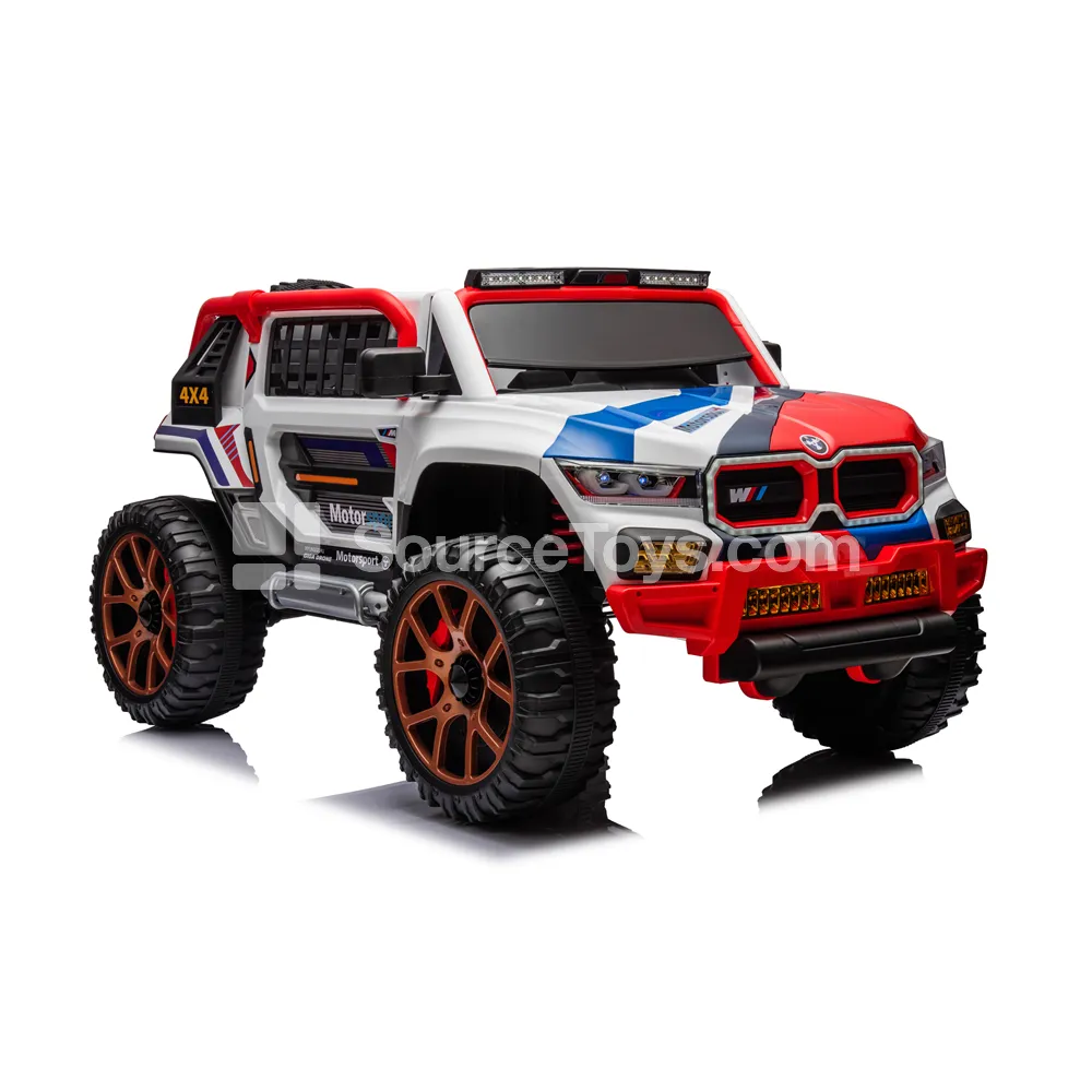 Electric 4WD Off-Road Ride-On with Dual Doors (Gray-White)