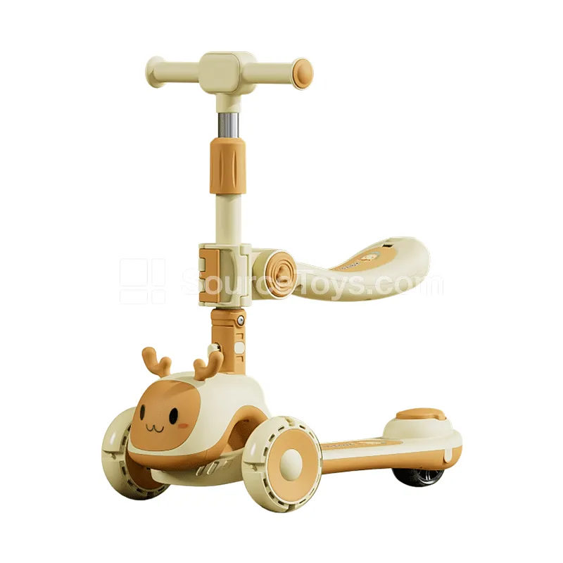 Cartoon Reindeer Scooter with Seat (Pink, Green, Khaki, Orange)
