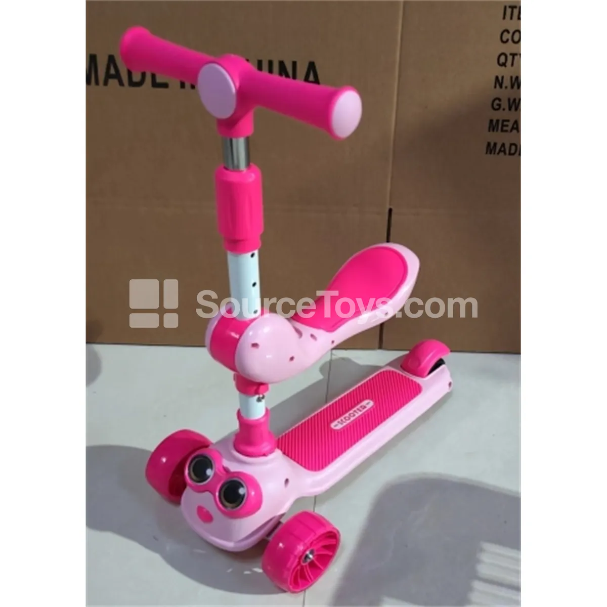 Cartoon Frog Ride-On Scooter with Seat (Blue, Yellow, Pink)