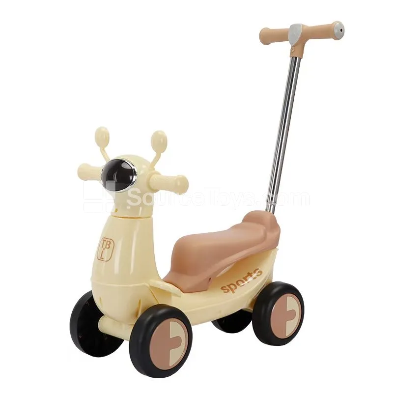 Push Handle Ride-On Scooter with Music and Lights (Cream, Light Pink, Dark Green) Push Handle Ride-On Scooter with Music and Lights (Cream, Light Pink, Dark Green)