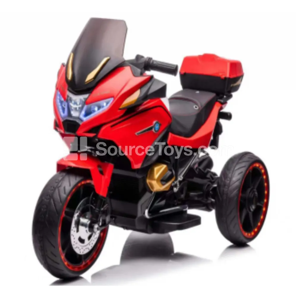 Electric Ride-On Tricycle Motorcycle (White, Red, Black)