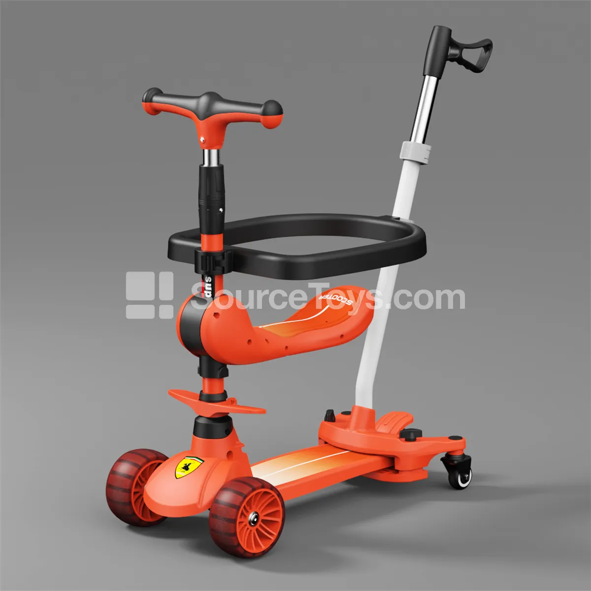 Scooter with Push Handle and Seat (Red, Black) Scooter with Push Handle and Seat (Red, Black)