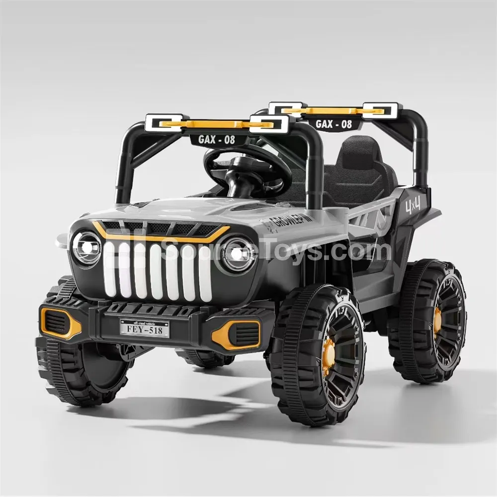 Electric Remote Control Off-Road Ride-On with Dual Motors, Dual Drive, and Swing Function (Gray, Red, Khaki)