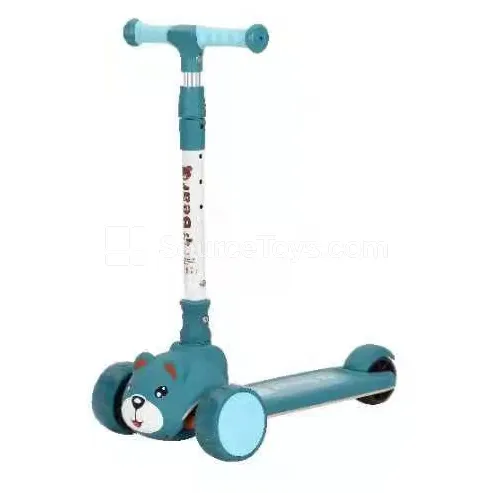 Cartoon Bear Ride-On Scooter (Green, Brown, Pink, Yellow)
