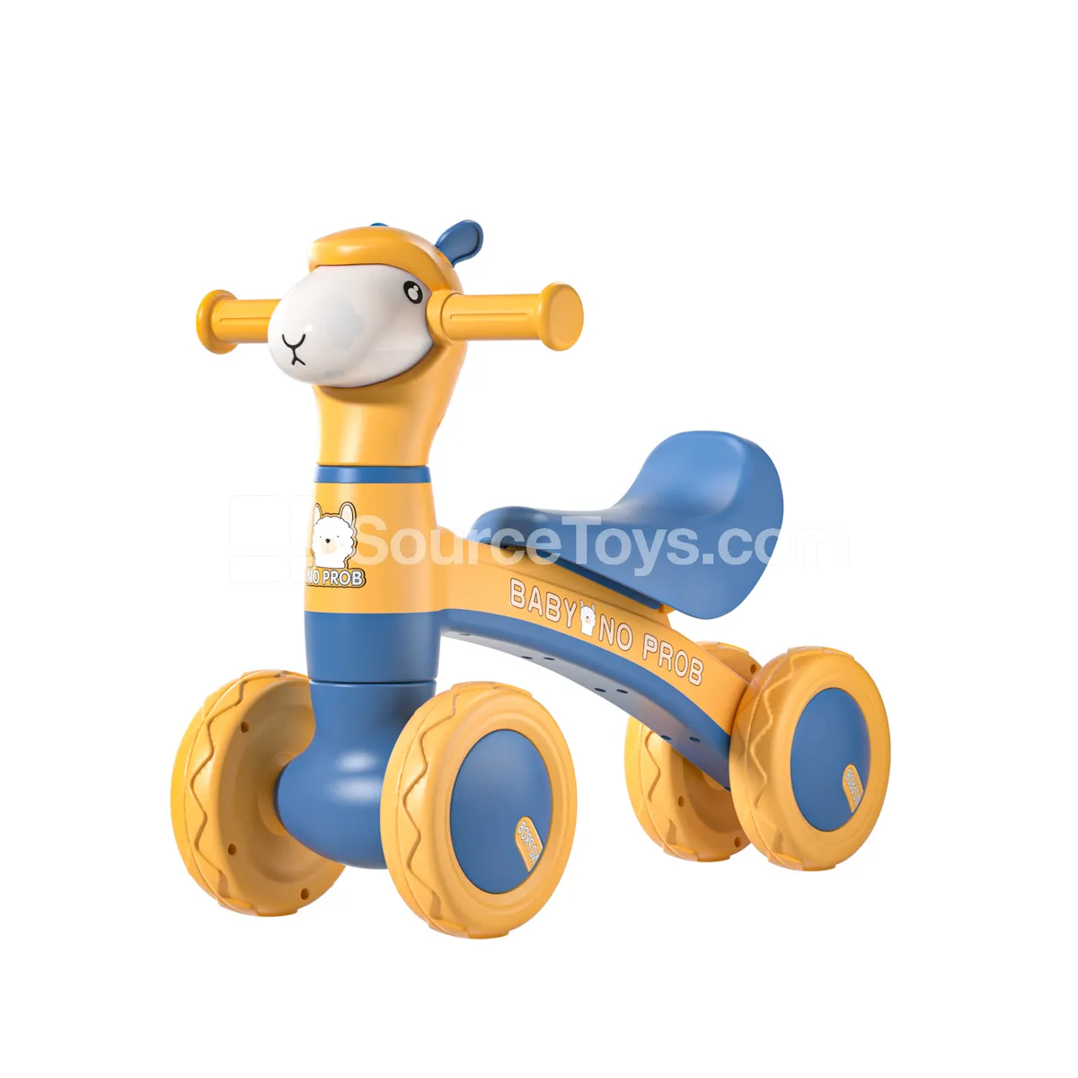 Cartoon Lamb Ride-On Scooter (Green, Yellow, Pink, White)