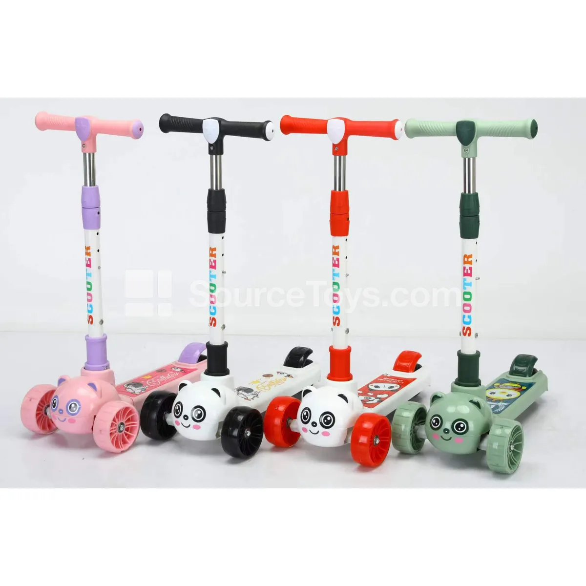 Cartoon Scooter Ride-On (Red, Pink, Green, White)