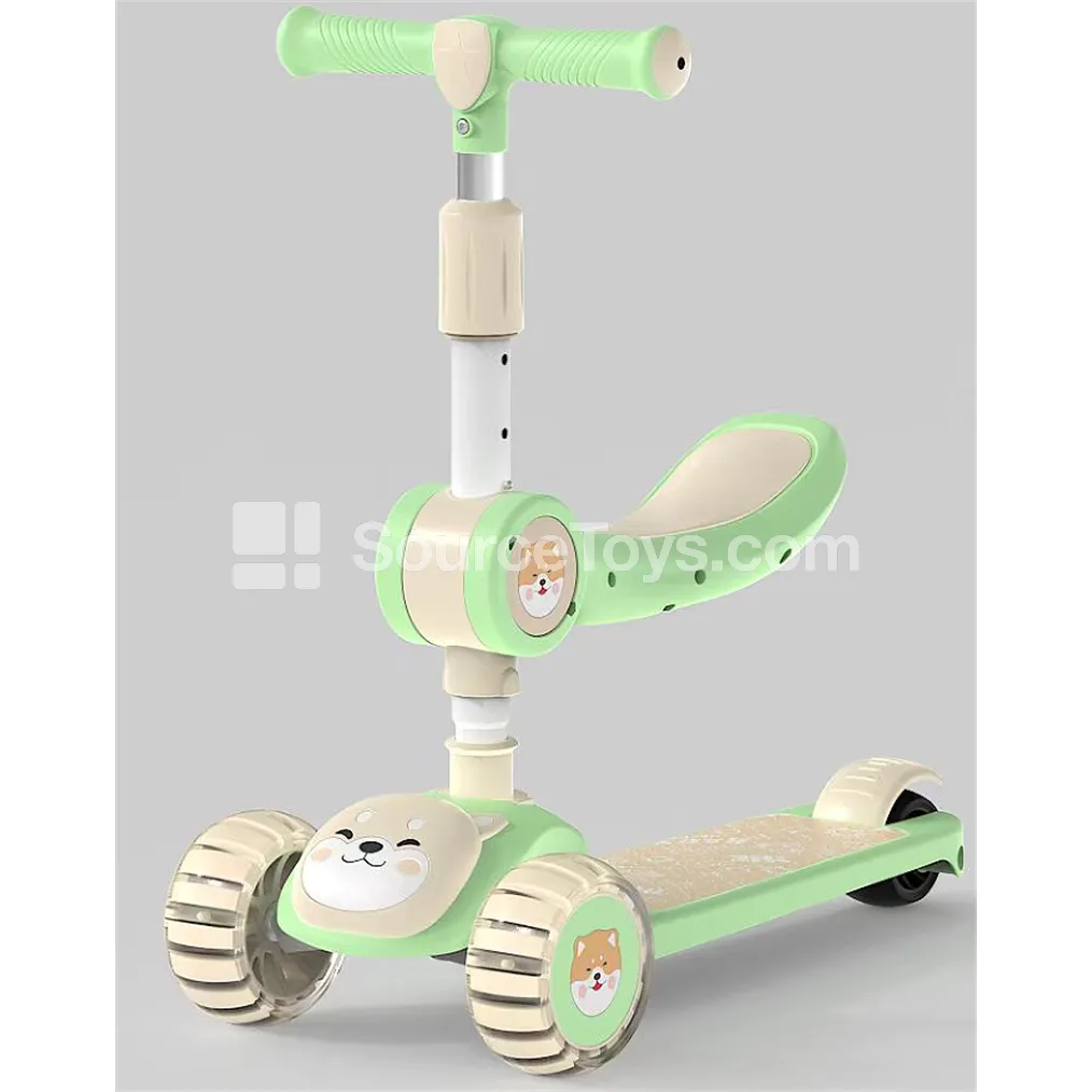 Cartoon Scooter with Seat, Light Green / Light Pink / Light Beige