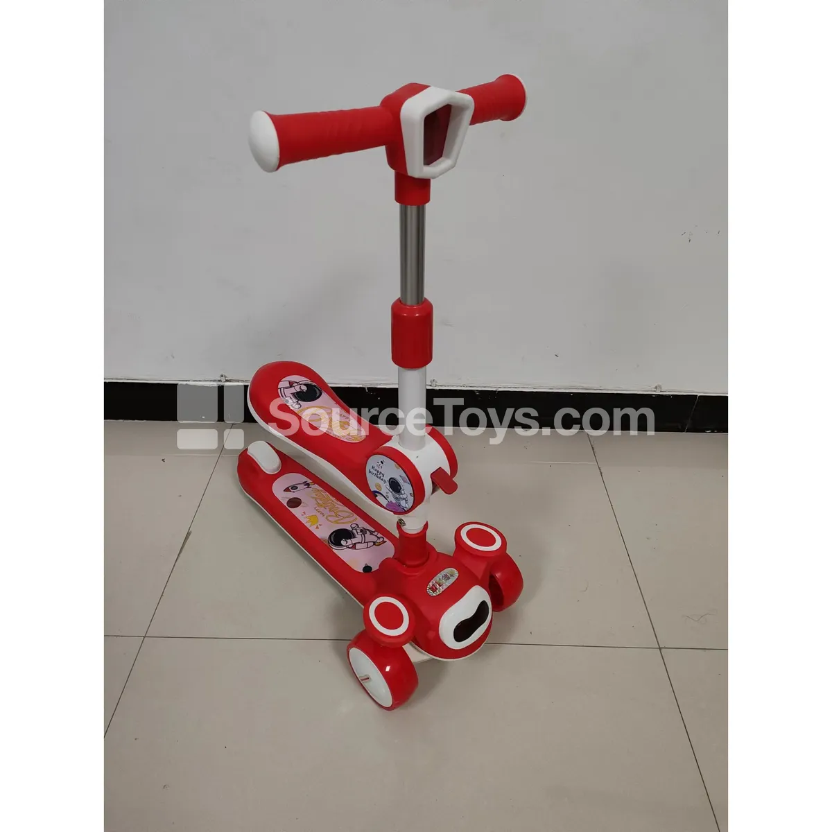Space Aircraft Scooter with Light Handlebars and Seat (Blue/Pink/Green Red)