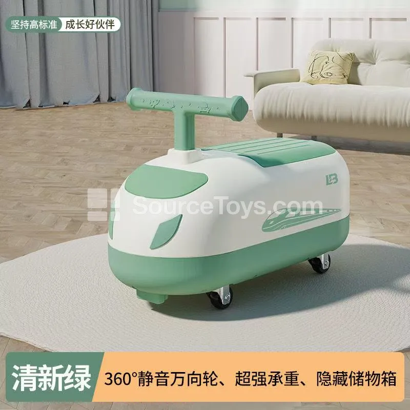 Ride-On Scooter with Music & Lights, Silent Wheels, Khaki/Blue/Pink/Green
