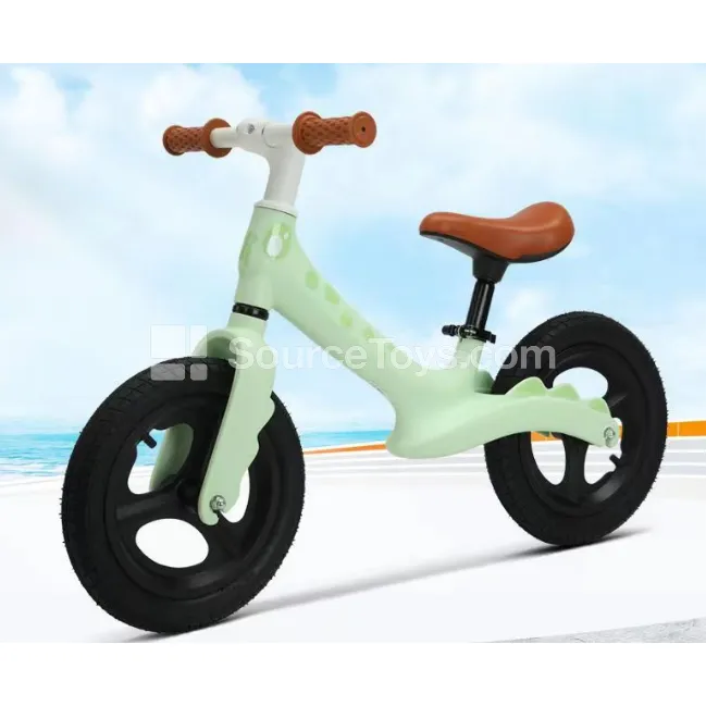Dinosaur-Pattern Nylon Balance Bike (Orange, Green, Blue, Pink)