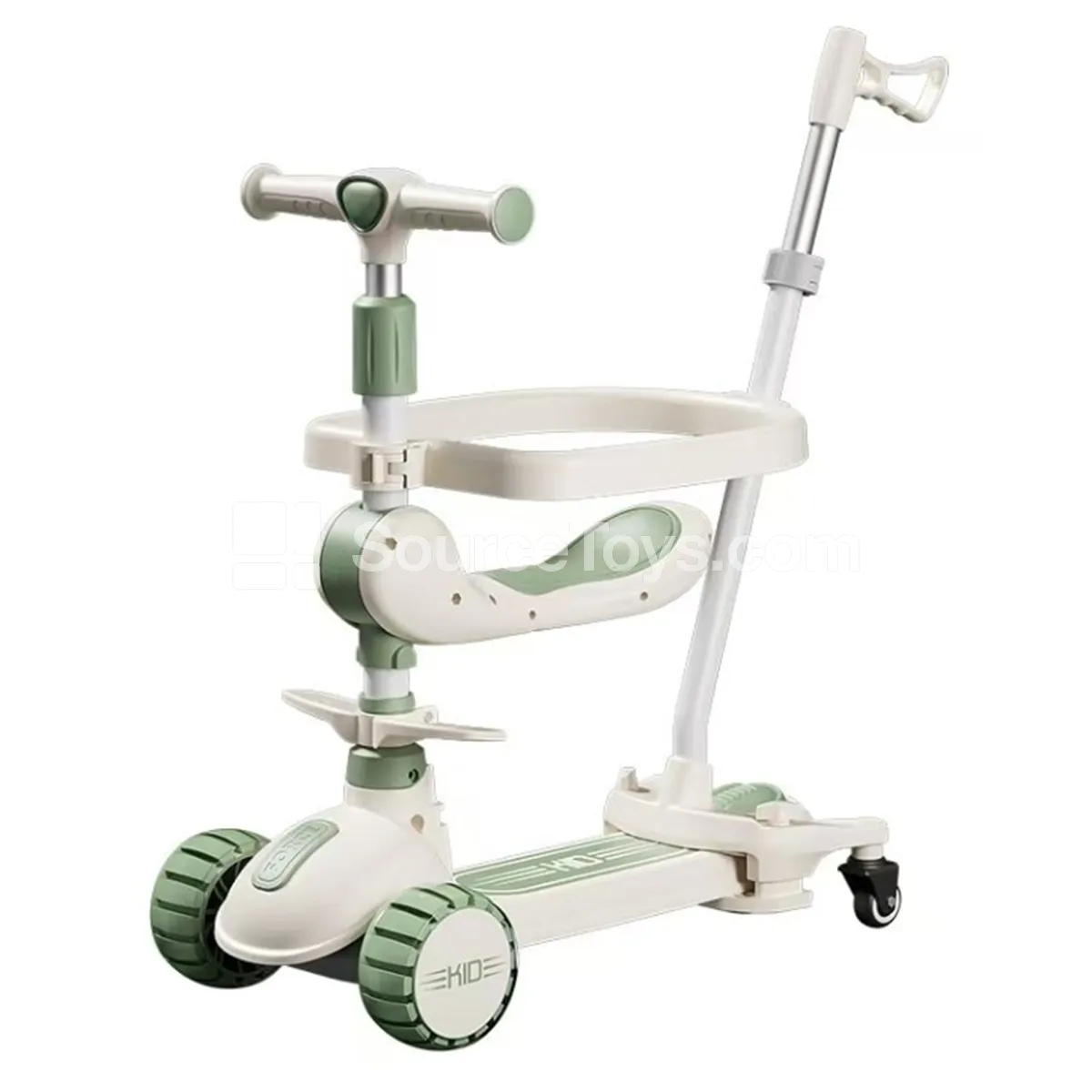Push Scooter with Fence, Handle and Seat (Pink, Coffee, Black, Green)