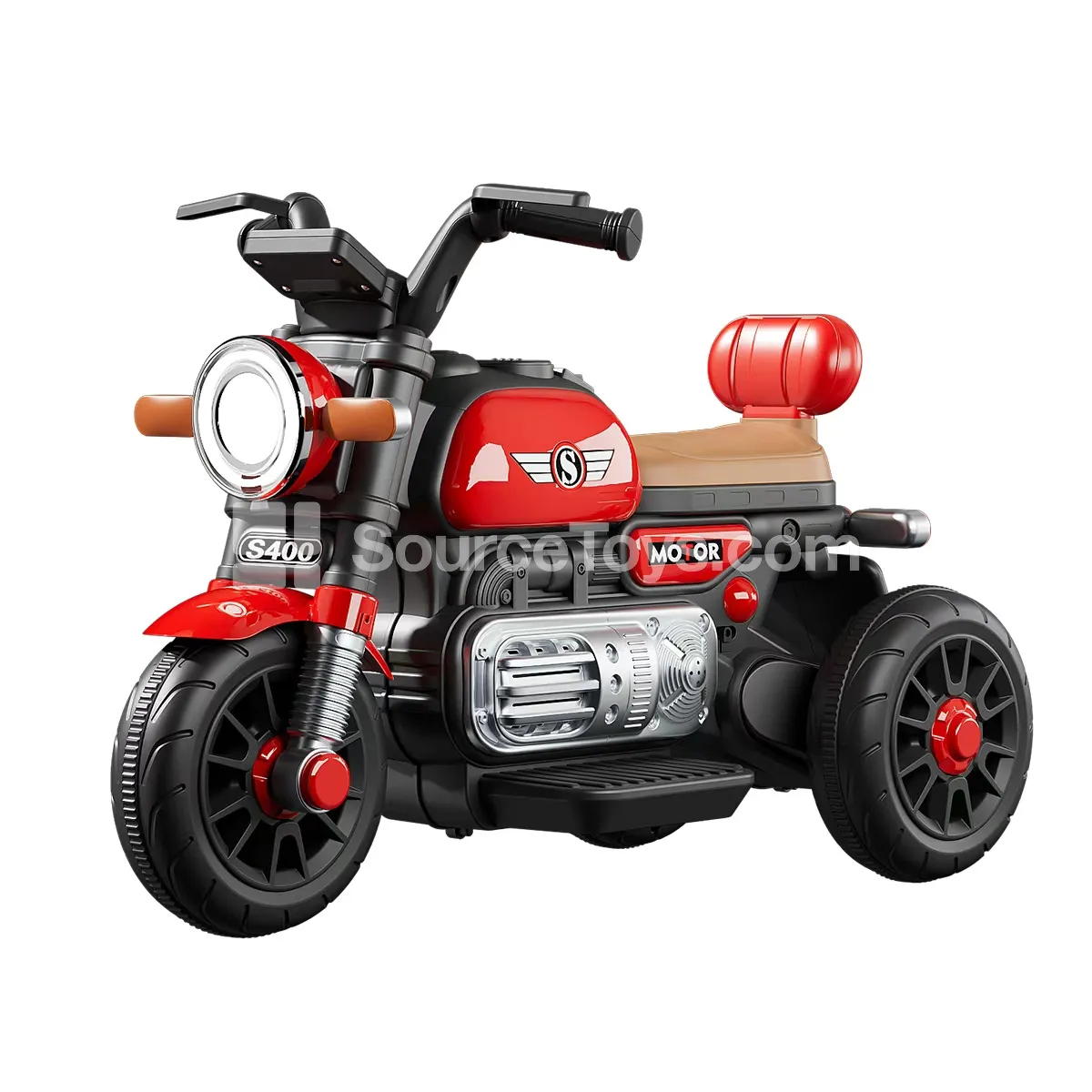 Electric Vintage Three-Wheel Ride-On (Green, Red, Black, Pink)