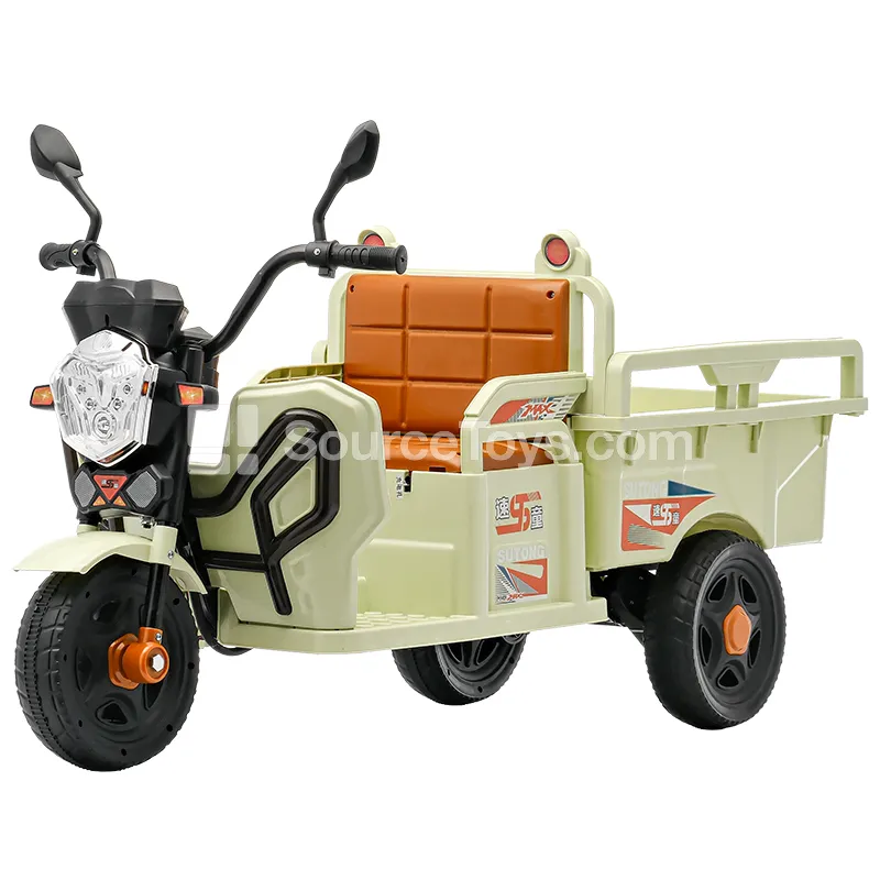 Electric Dual-Drive Three-Wheel Ride-On Motorcycle with Trailer