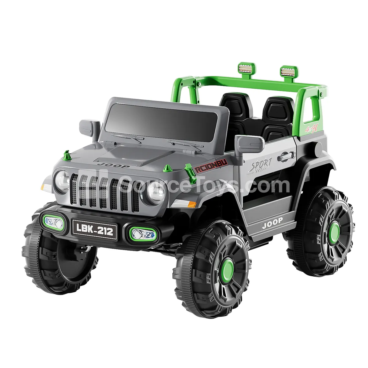 Electric Remote Control 2-Door Swing Off-Road Ride-On (Red, White, Gray, Green)