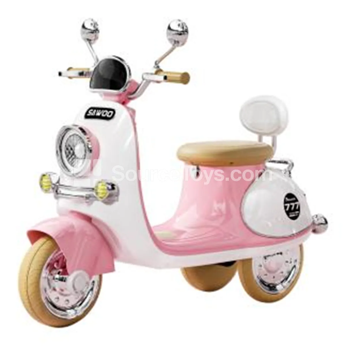 Electric 3-Wheel Princess Style Ride-On (Pink, White)