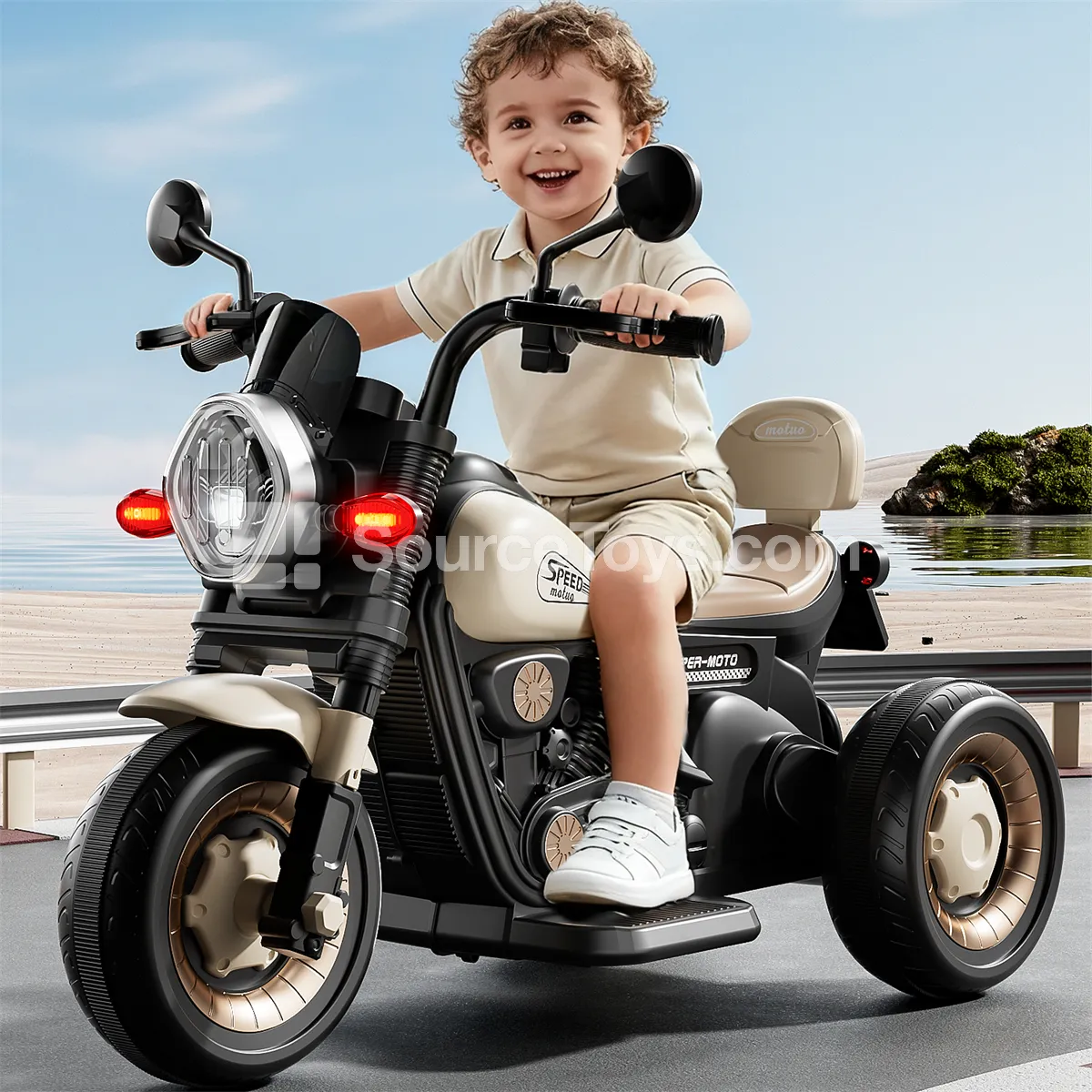 Electric Vintage Tricycle Ride-On (White, Red, Green) Electric Vintage Tricycle Ride-On (White, Red, Green)