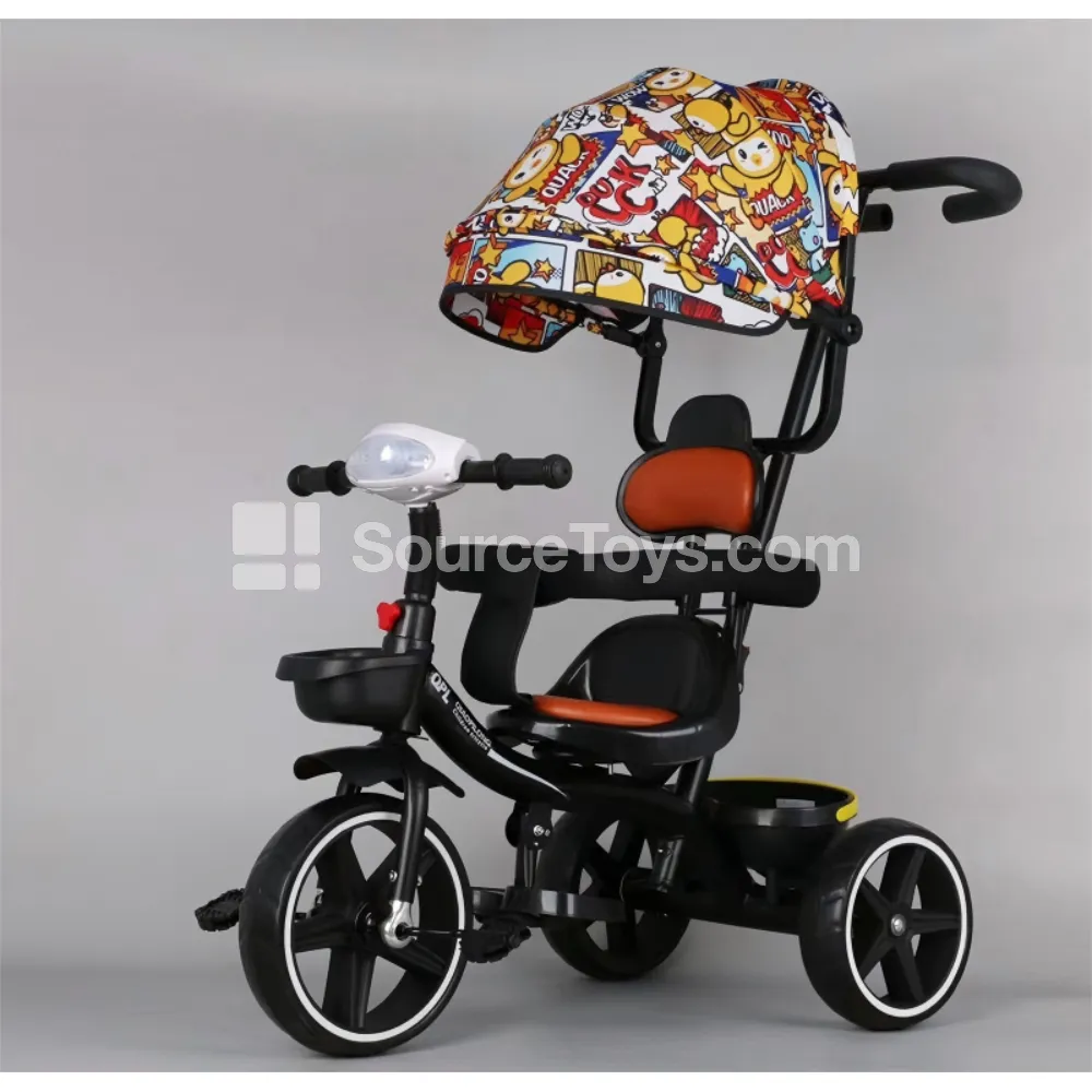 Children's Tricycle with Push Handle and Canopy (Red, Blue, Graffiti) Children's Tricycle with Push Handle and Canopy (Red, Blue, Graffiti)