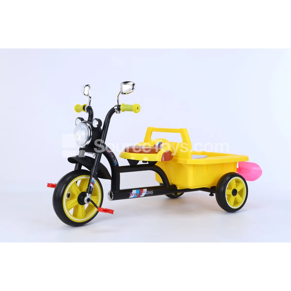 Kids Pedal Tricycle with Headlight (Red, Blue, Yellow)