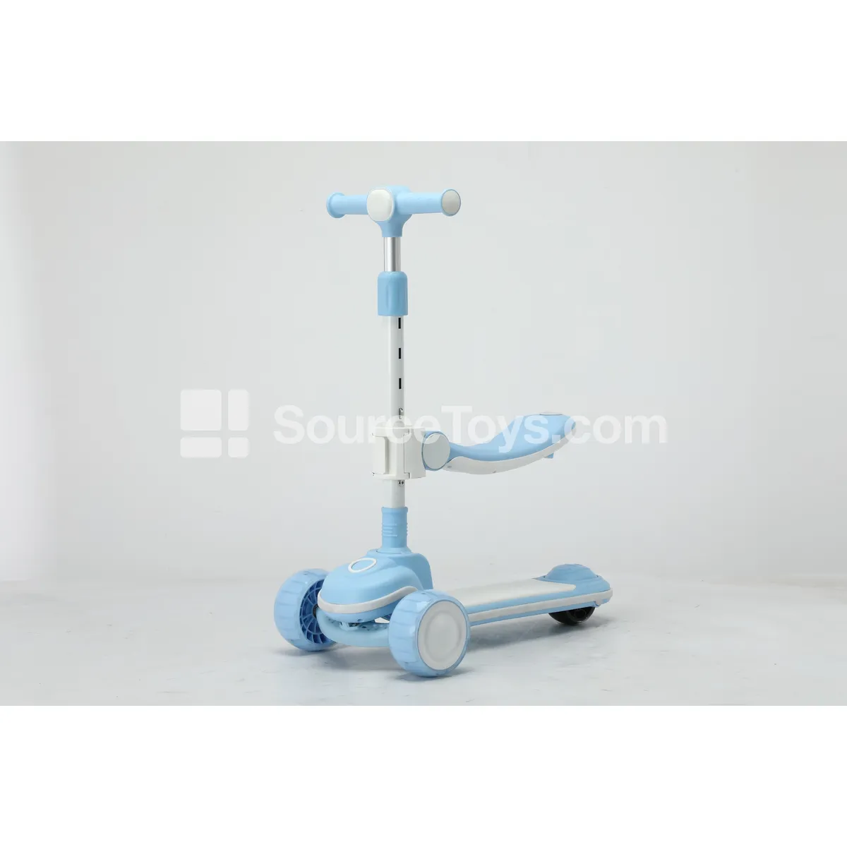 PU Light-Up Wheel Scooter with Seat (Purple, Blue, Brown)