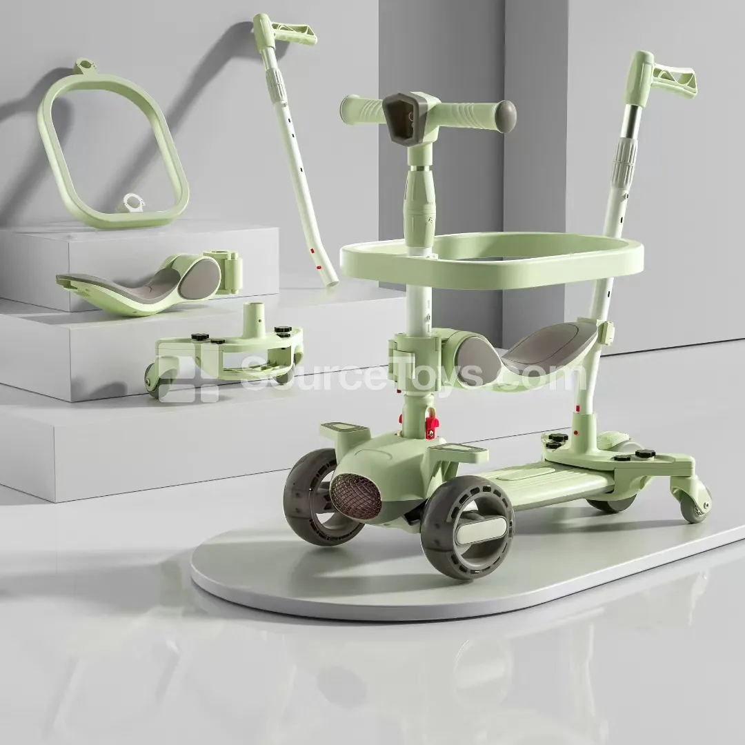 Kids Airplane Scooter with Push Handle and Fence Seat